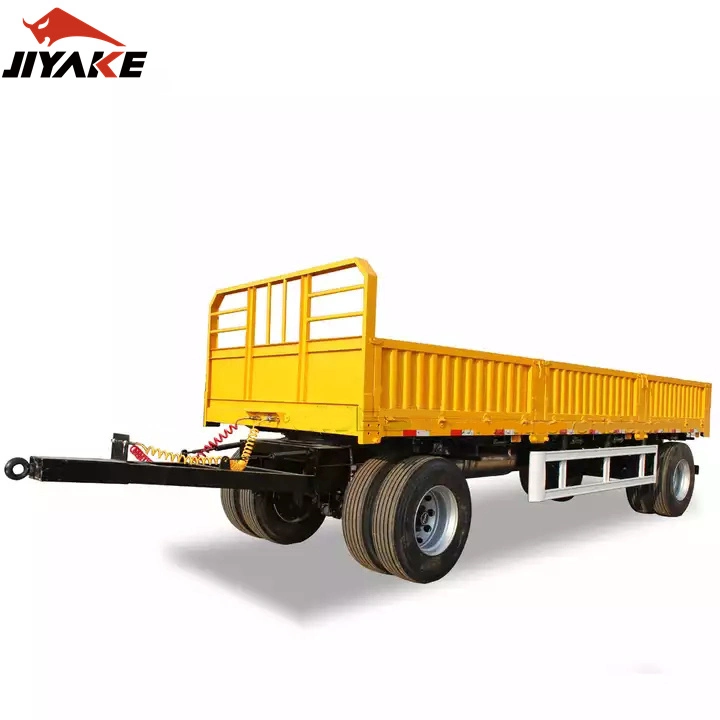 2/3 Axles Sidewall Hook 20FT Towing Agricultural Highwall Flatbed Trailer Fence Cargo Drawbar Full Trailer for Sale