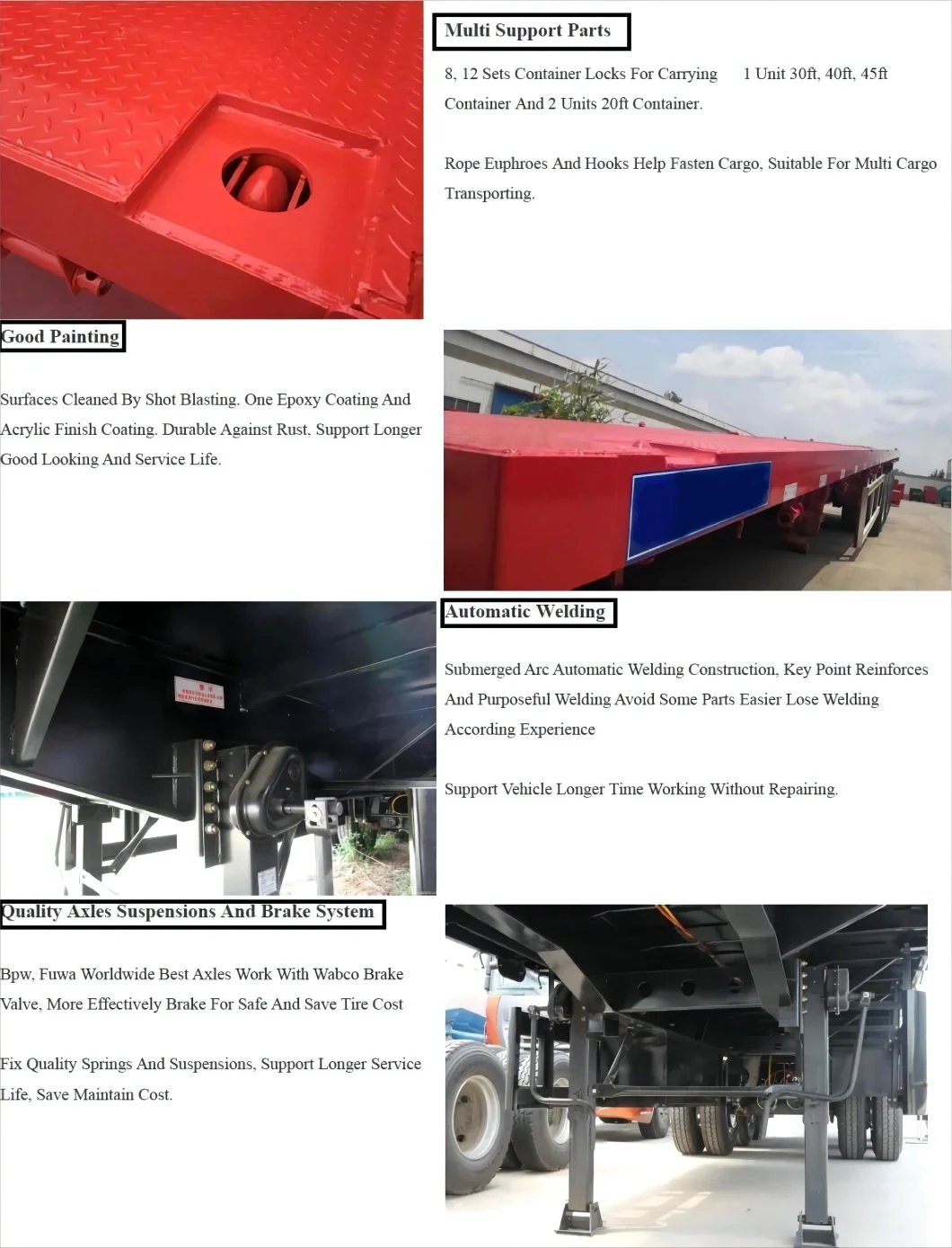 Heavy Duty 3-Axle Flatbed Container Trailer - Ideal for 20FT/40FT Containers, 40-Ton Capacity