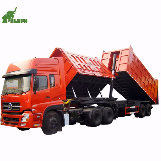 Double Two Ways Box Rear End Side Tipping Front Side Dump Semi Trailer