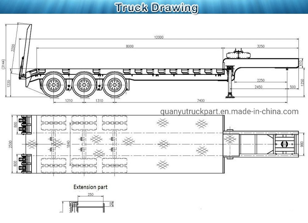 Shipping 40FT Container Transport Flat Bed Trailer 3 Axle Flatbed Semi Trailer for Sale