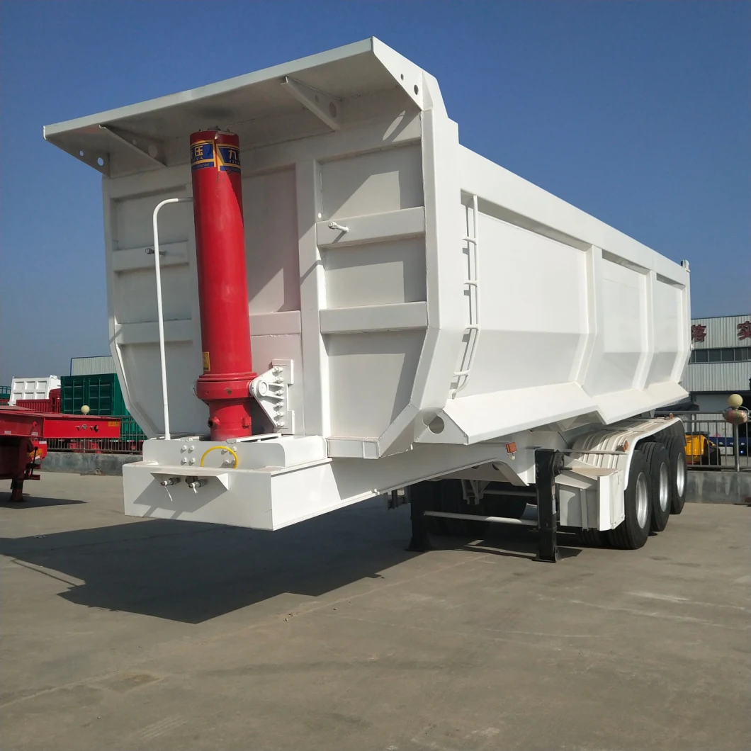 3 Axles 45 Cubic Meters Hydraulic End Truck Dump Semi Trailer for Sale