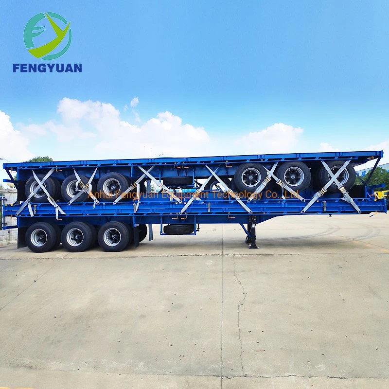3 Axes China Manufacturer Flatbed 40FT Container Transport Truck Semi Trailer