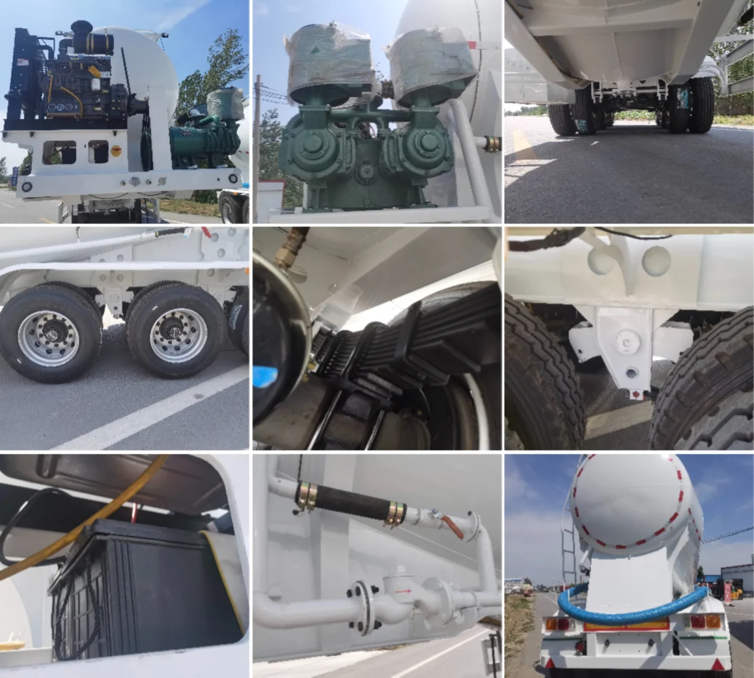 China Bulk Cement Fly Ash Particles Tanker Semi Tailer Dry Bulk Powder Tank Silo Truck Semi Trailer