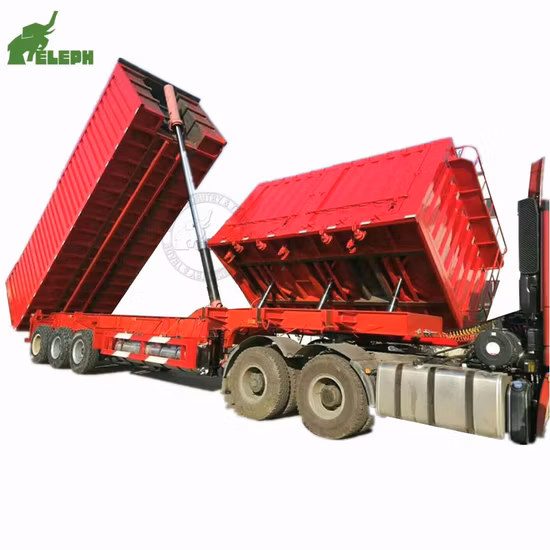 Double Two Ways Box Rear End Side Tipping Front Side Dump Semi Trailer