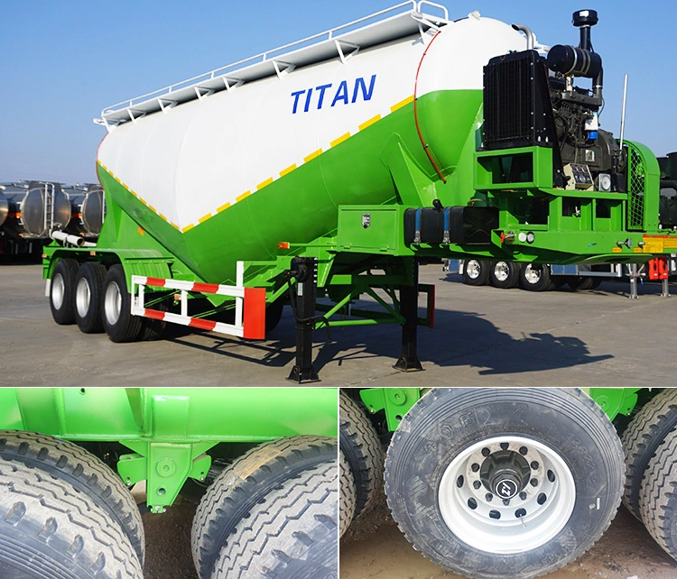 Titan 3 Axle 40-60 Tons 35/45/50cbm V Type Dry Bulk Cement/Flour/Powder/Fly Ash Transport Silo Bulker Tank/Tanker Silobas Truck Semi Trailer for Sale