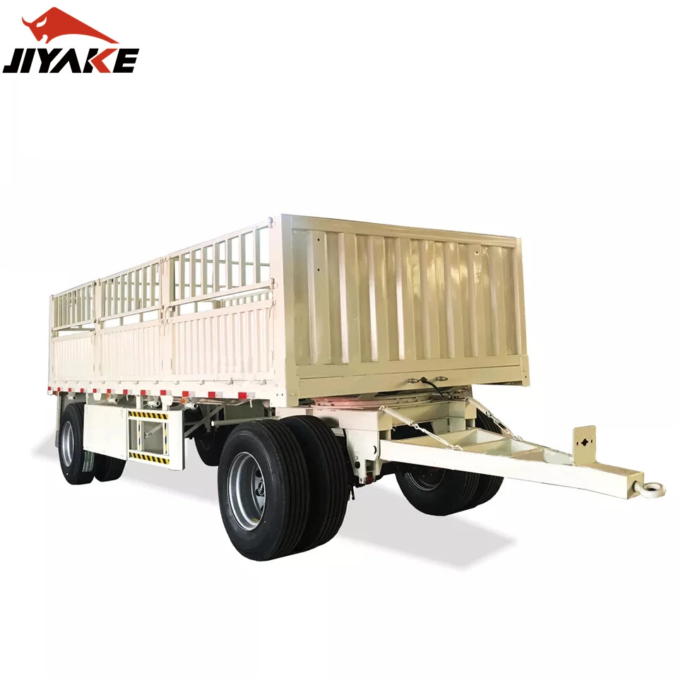 2/3 Axles Sidewall Hook 20FT Towing Agricultural Highwall Flatbed Trailer Fence Cargo Drawbar Full Trailer for Sale