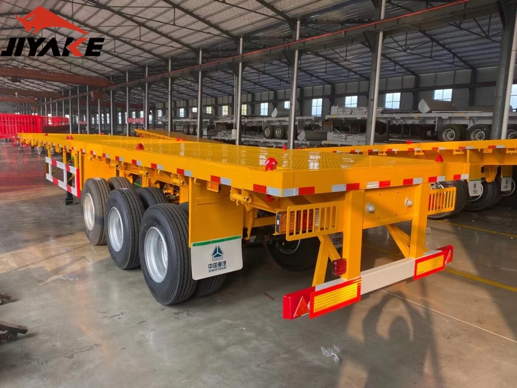 Good Price Tri-Axle 40FT 20FT Flatbed Container 60 Tons Truck Flatbed Vehicle Trailer for Sale