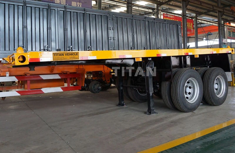 2 Axles 40FT 40-60 Tons Full Flatbed Container Transport Trailer