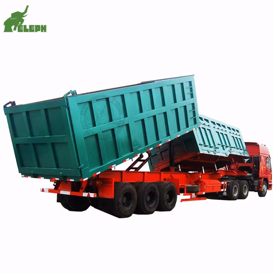 Double Two Ways Box Rear End Side Tipping Front Side Dump Semi Trailer
