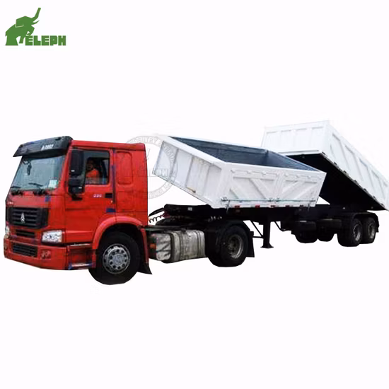 Double Two Ways Box Rear End Side Tipping Front Side Dump Semi Trailer