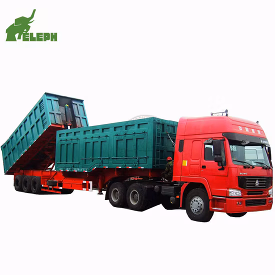 Double Two Ways Box Rear End Side Tipping Front Side Dump Semi Trailer