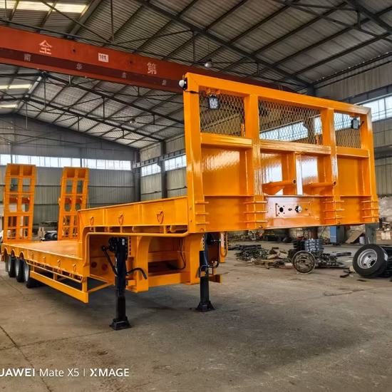 3/4/5 축 50 80 톤 조향 확장형 드롭 4 축 16m 로우 베드 세미 트럭 트레일러